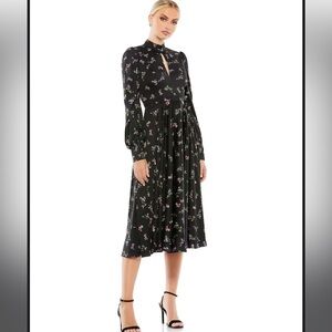Mac Duggal Black Floral Long Sleeve Dress